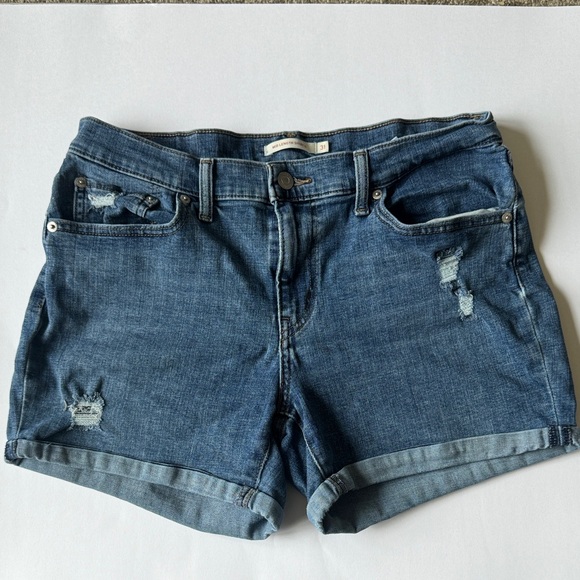 Levi's Pants - Women’s Levi’s Mid Length Distressed Denim Shorts Size 31